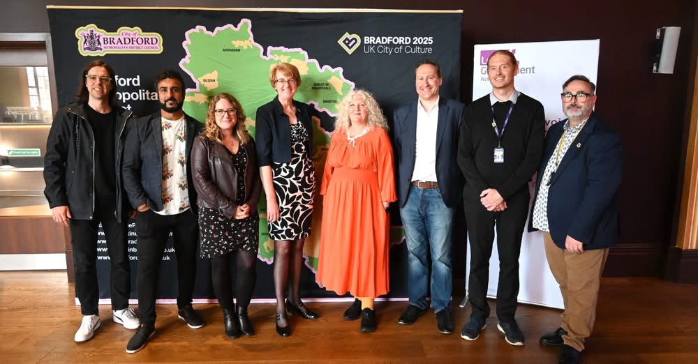Darren Ellis with UK Music chief executive Tom Kiehl, the Leader of Bradford Council and cultural sector leaders at the LGA Culture Conference